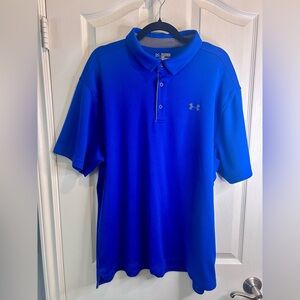 🔷”Under Armour” Royal Blue Sport Performance Button up Polo Shirt “Heat Gear”